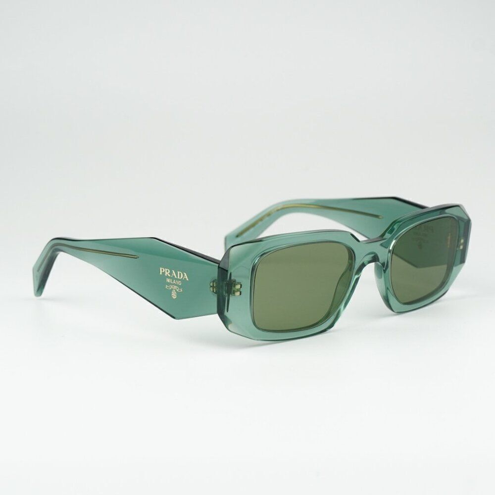 NEW Prada PR17WS 11R10E Sage Green Mirror Internal Silver Rectangle Sunglasses - Picture 8 of 14